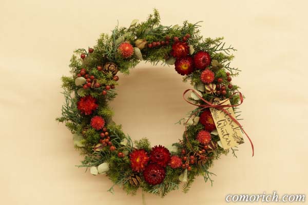 【日比谷花壇】クリスマス ドライリース「リース ド ルージュ」